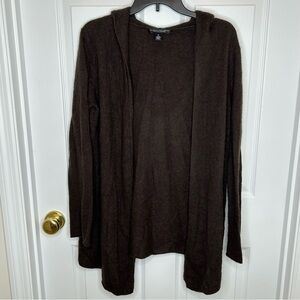 Elena Solano 100% 2 Ply Cashmere Hooded Waterfall Cardigan Sweater Size M